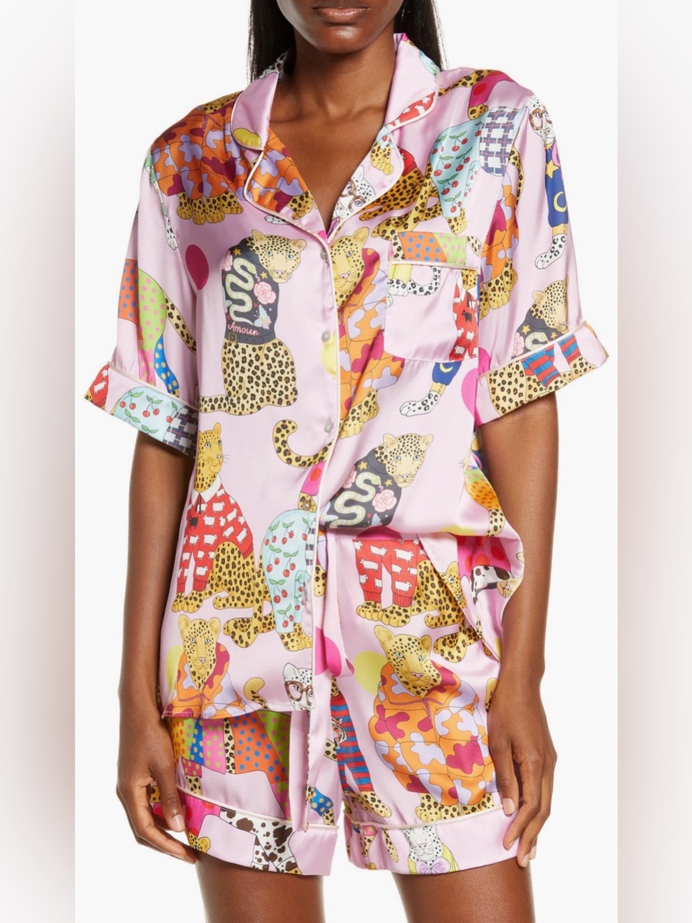 Karen Mabon Pink Leopard Pajama Set | Size M